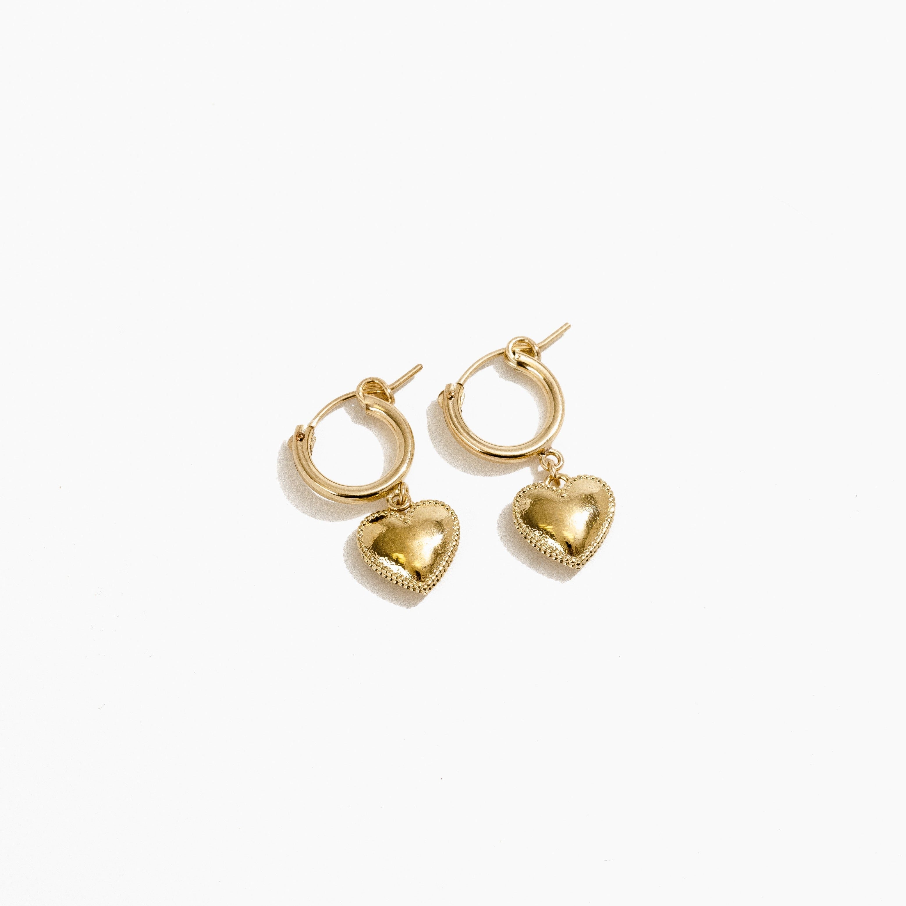 Beaded Heart Hoops