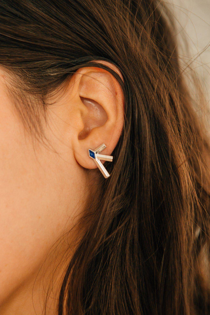 Bandit Earrings (Sterling Silver + Lapis) Earrings Sierra Winter Jewelry 