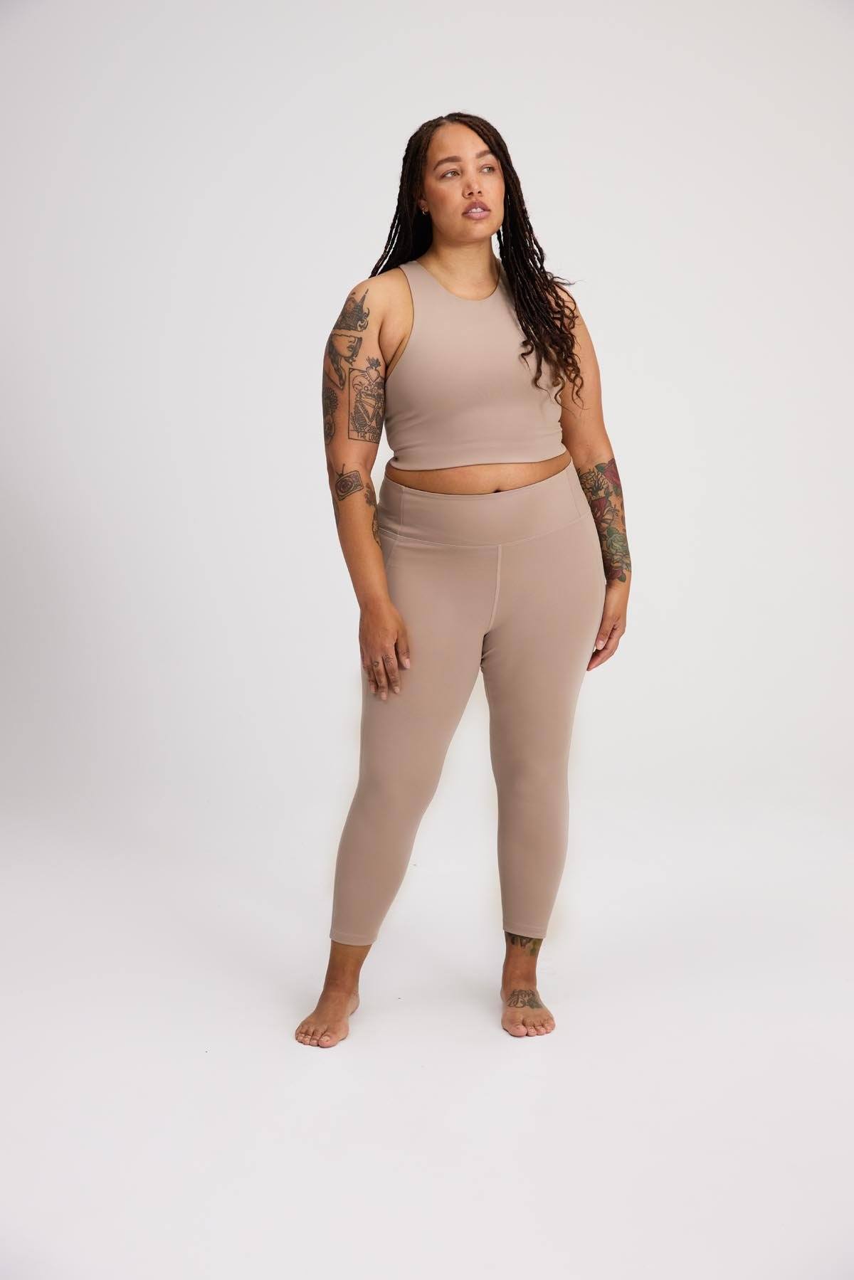 7/8 Length High-Rise Compressive Leggings (Quartz) Pants Girlfriend Collective 