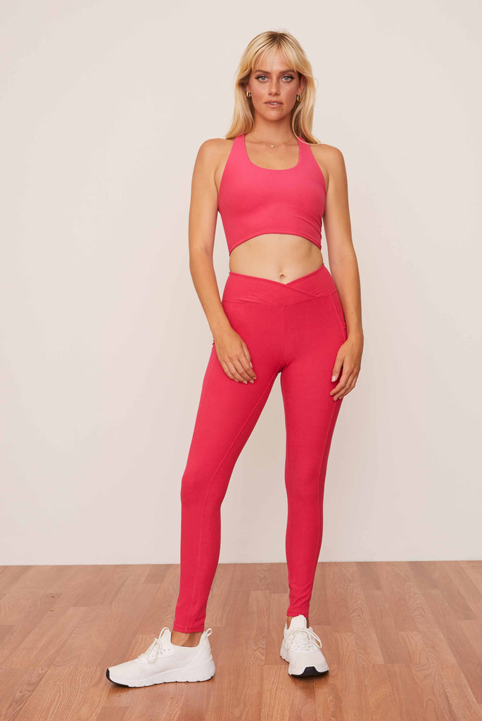 Ruched Crossover Pocket Leggings (Lychee) Pants Wolven 