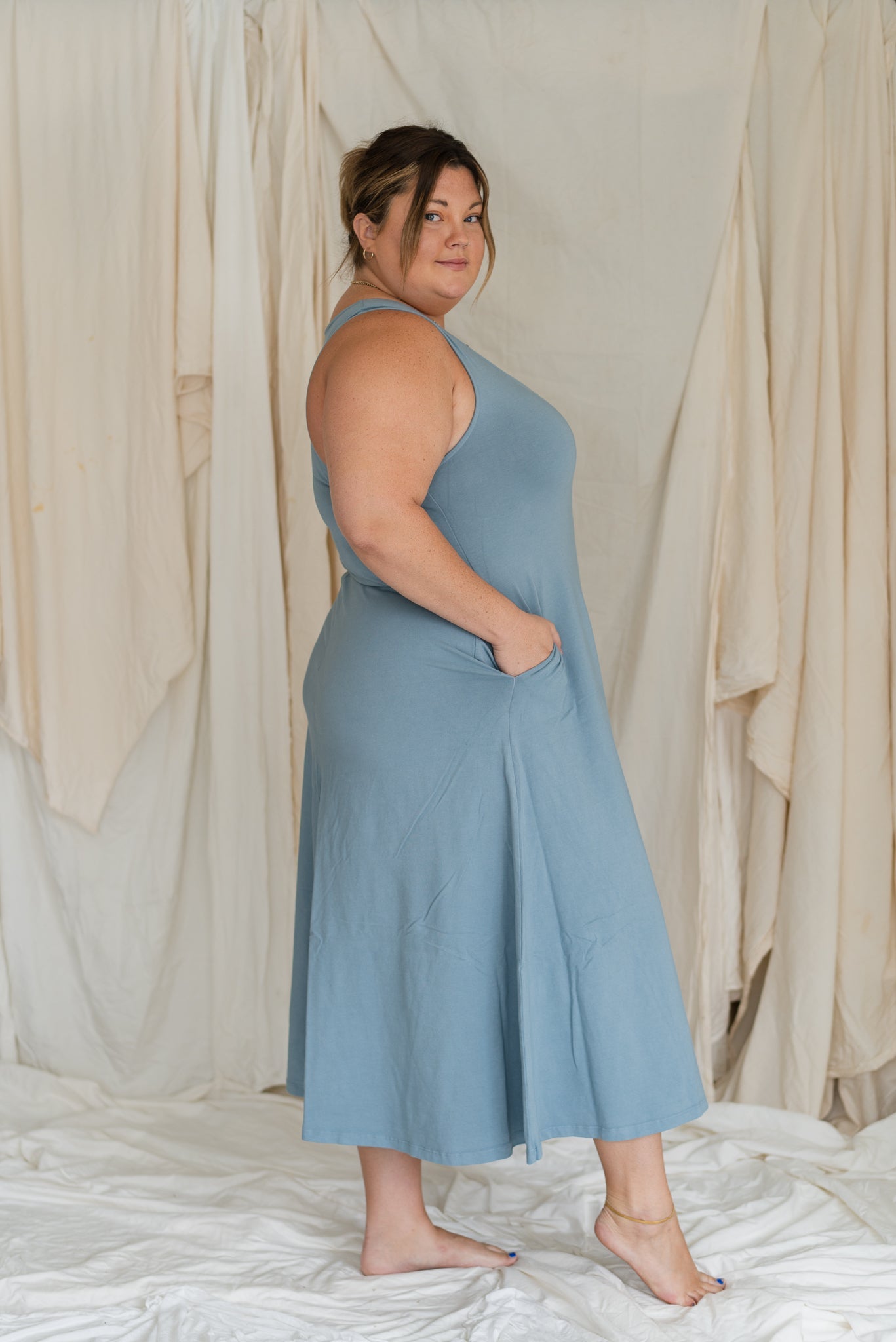 Cruise Midi Dress (Dusty Blue)