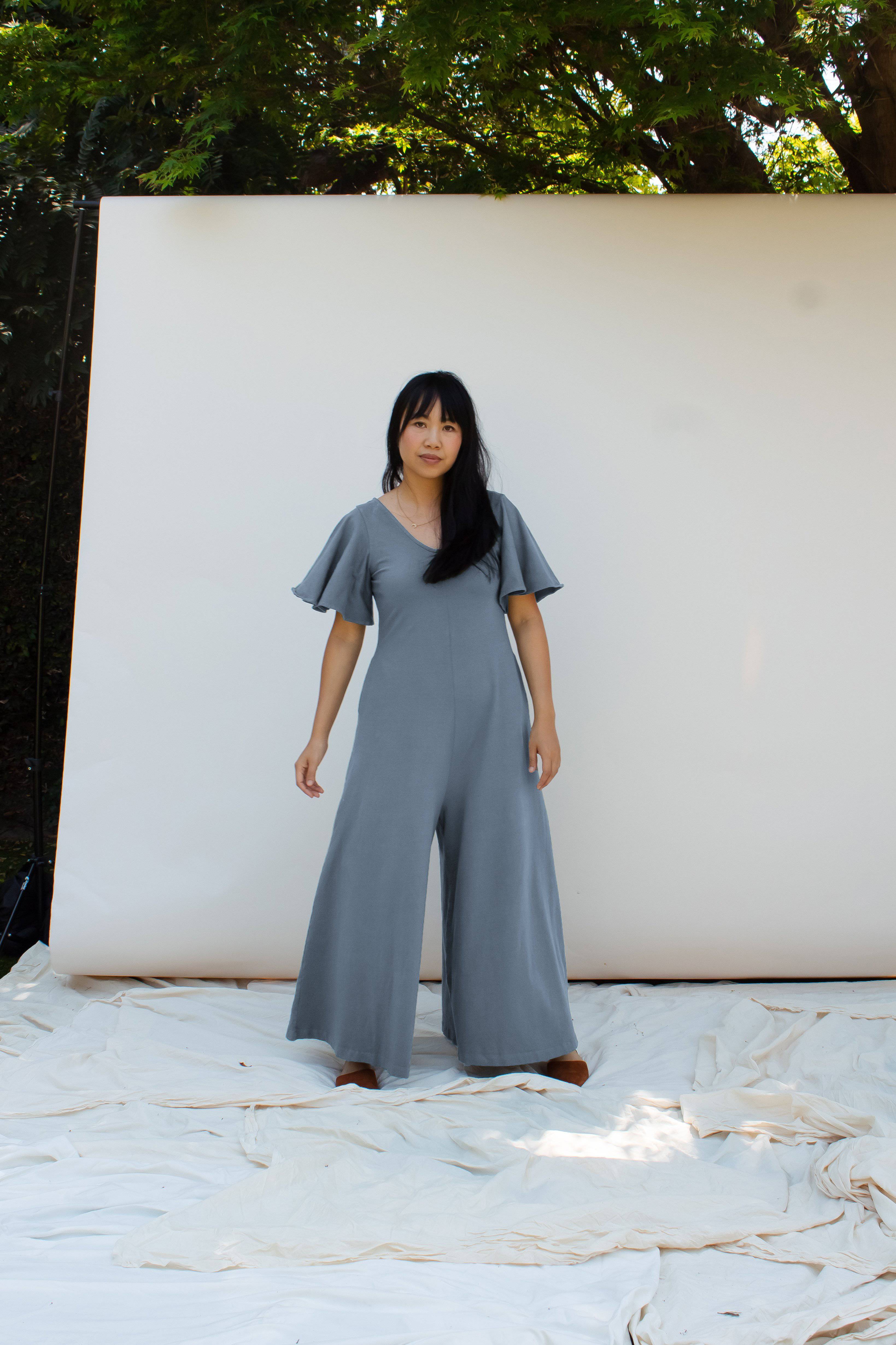 Villa Flutter Sleeve Jumpsuit - Dusty Blue JUMPSUIT Mien 