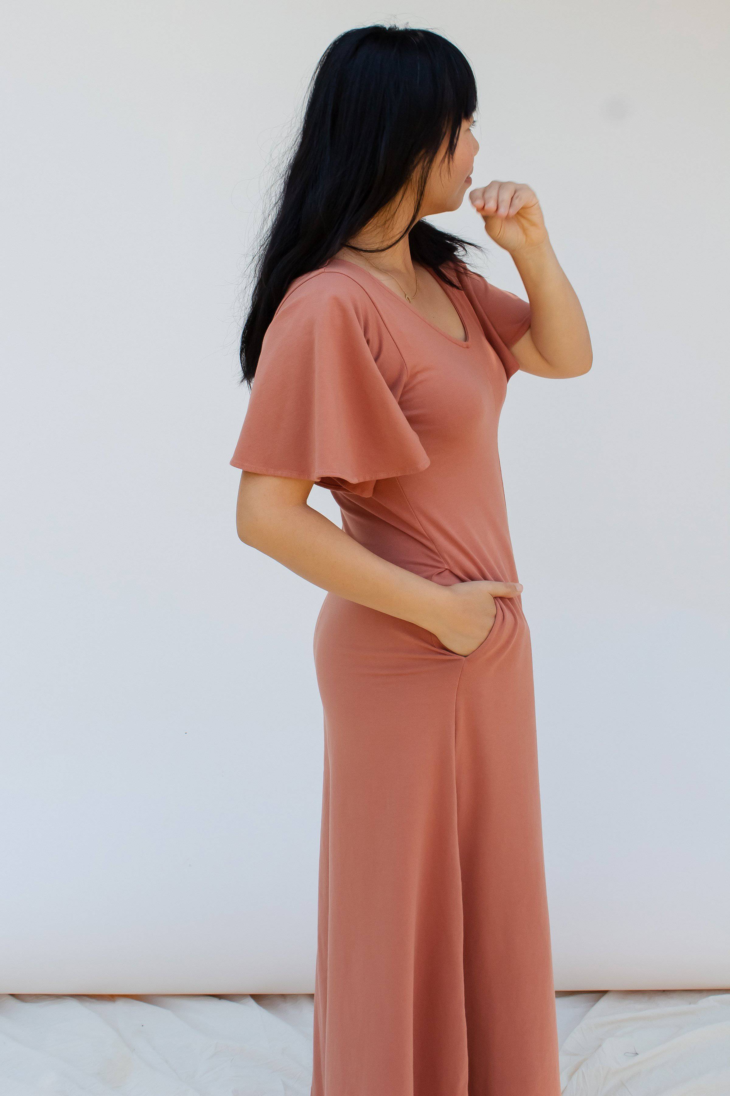 Villa Flutter Sleeve Jumpsuit - Toast JUMPSUIT Mien 