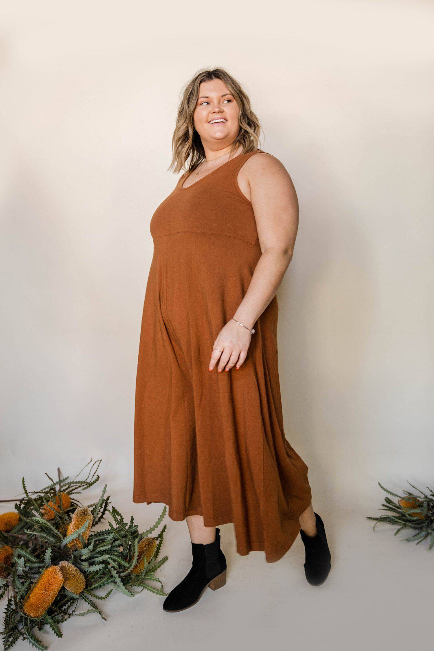 Lakeside Wide Leg Jumpsuit - Saddle Brown JUMPSUIT Mien 