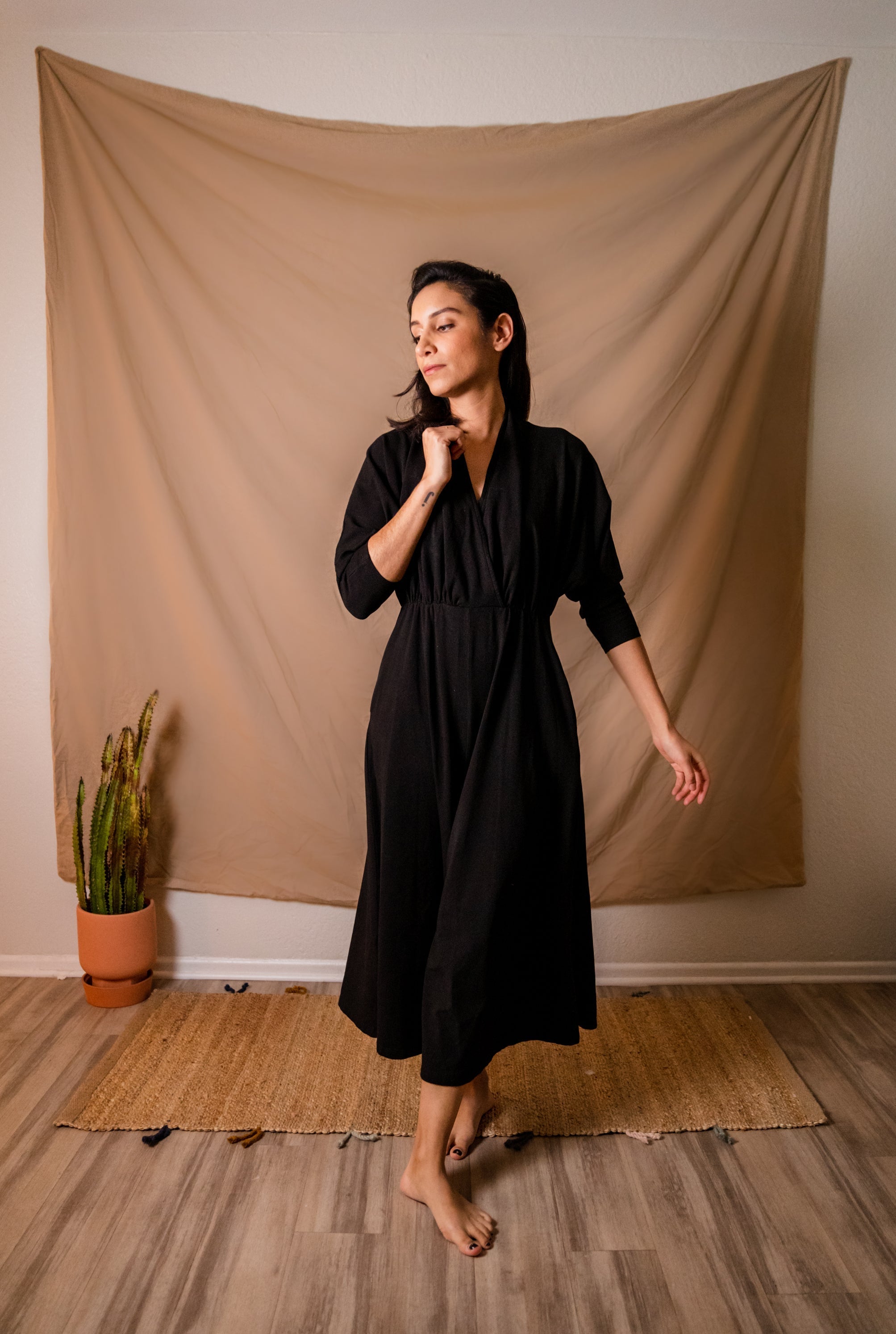 Sedona Dolman-Sleeve Jumpsuit (True Black) Jumpsuits Mien 