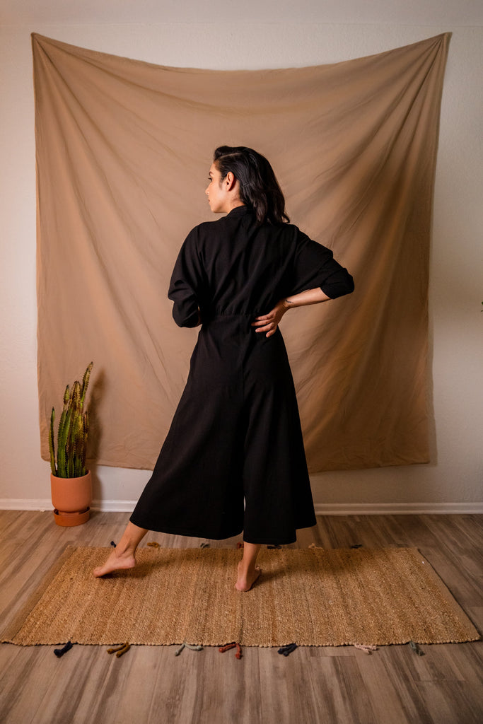 Sedona Dolman-Sleeve Jumpsuit (True Black) Jumpsuits Mien 