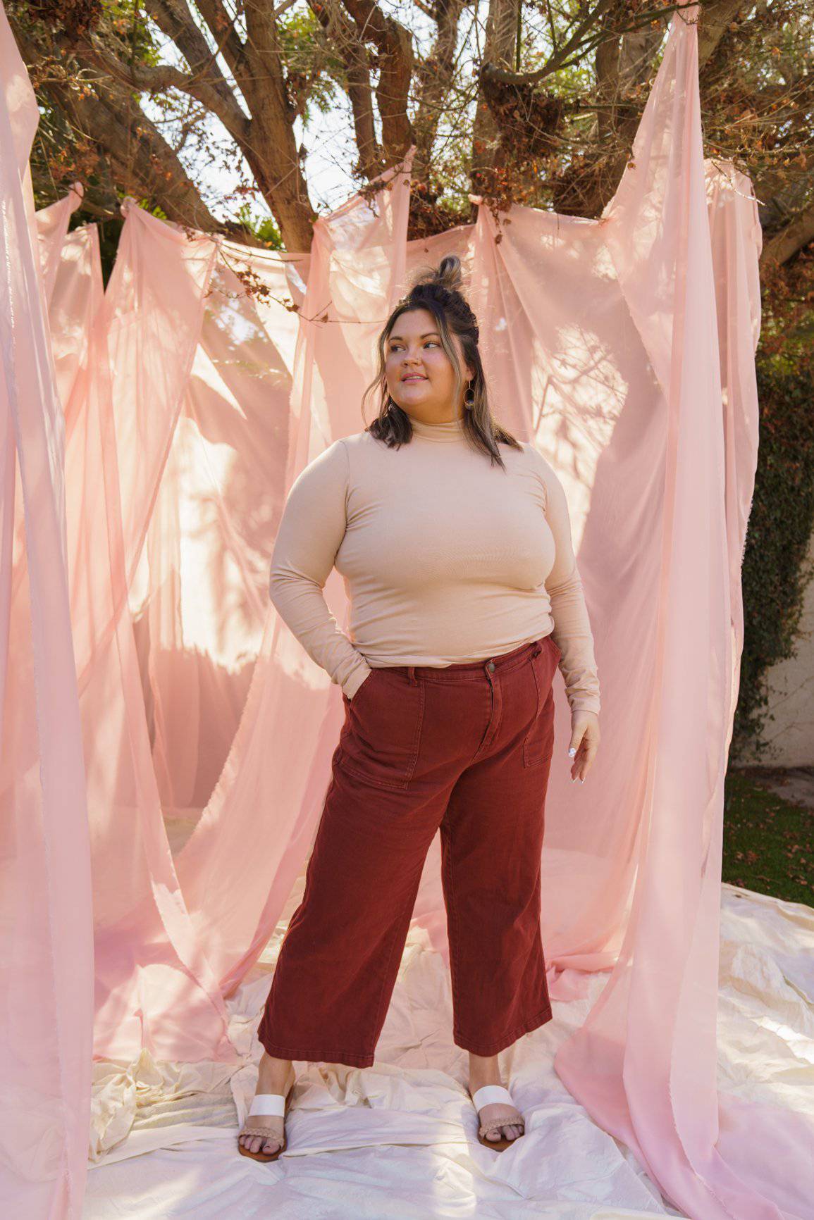 Sol Mock Neck Long Sleeve Top - Tea Rose SHIRT Mien 
