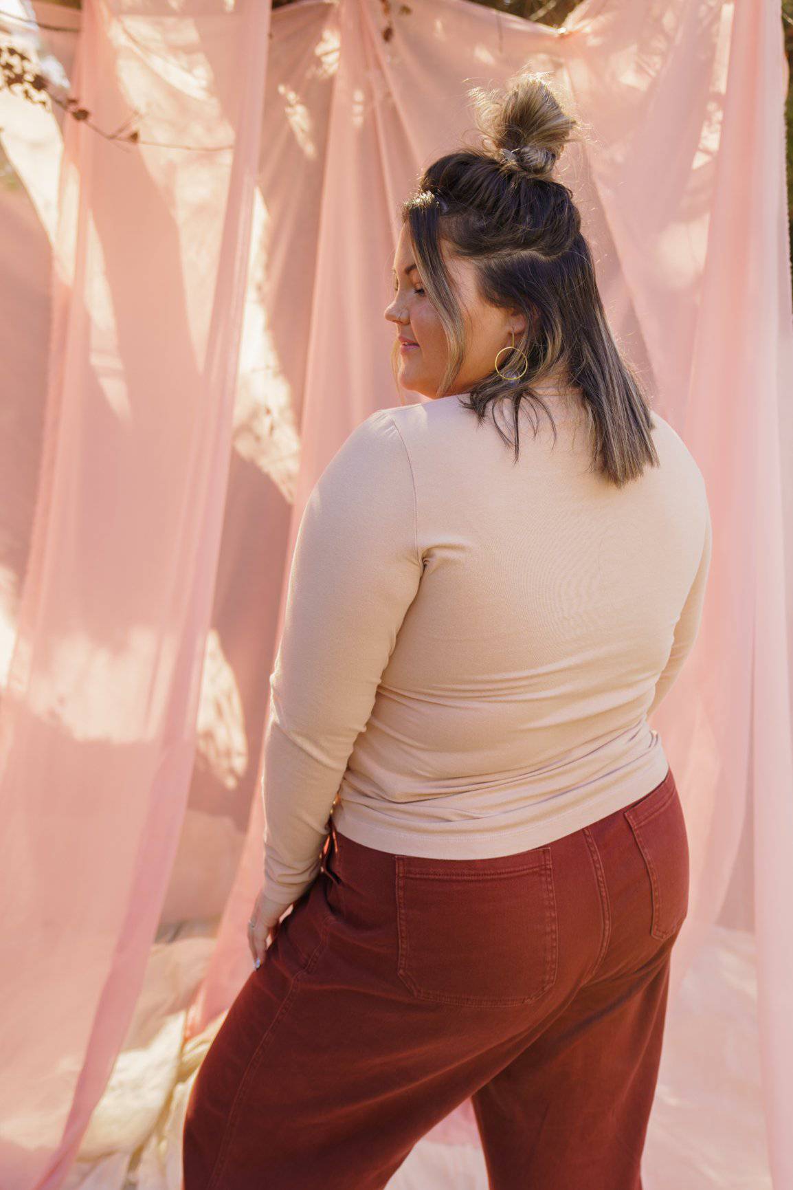 Sol Mock Neck Long Sleeve Top - Tea Rose SHIRT Mien 
