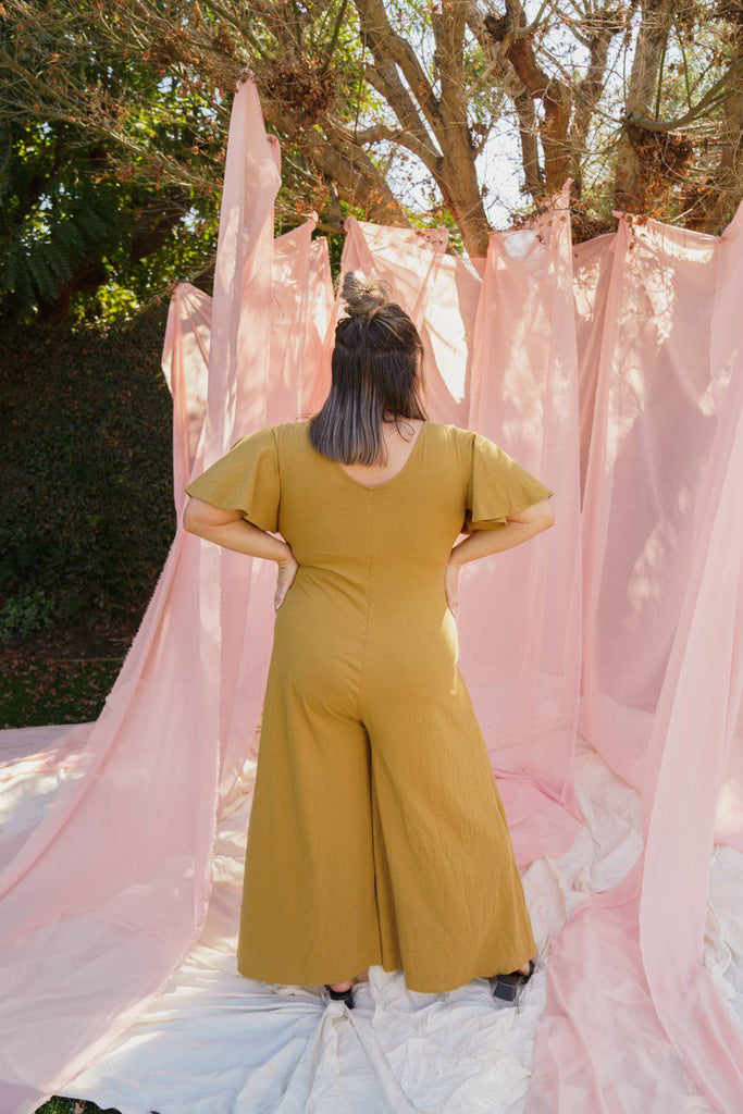 Villa Flutter Sleeve Jumpsuit - Ochre JUMPSUIT Mien 