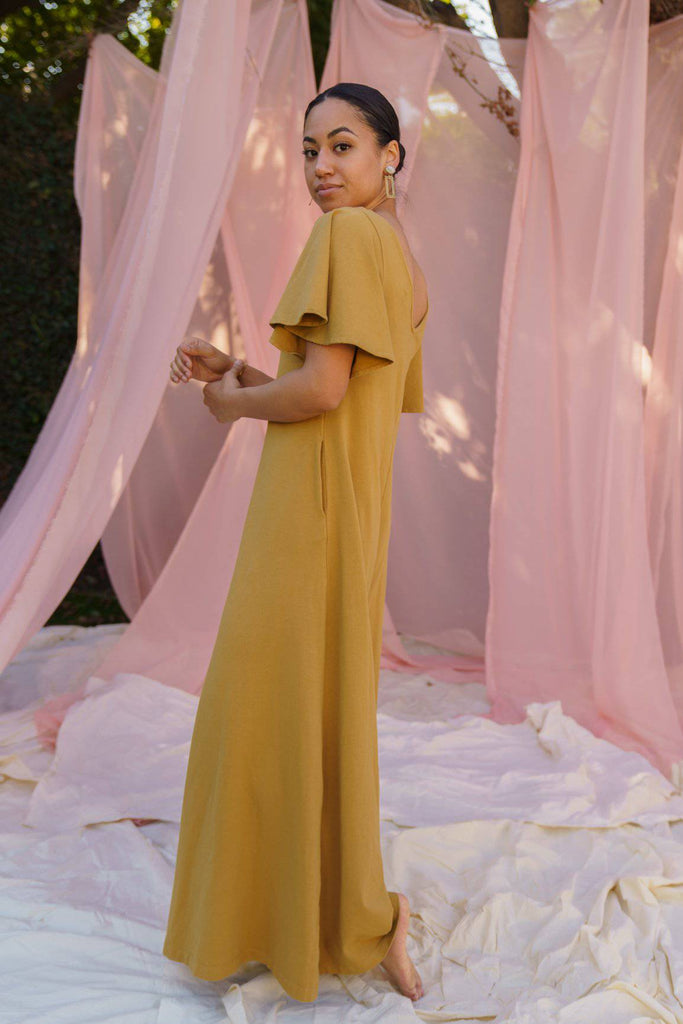 Villa Flutter Sleeve Jumpsuit - Ochre JUMPSUIT Mien 