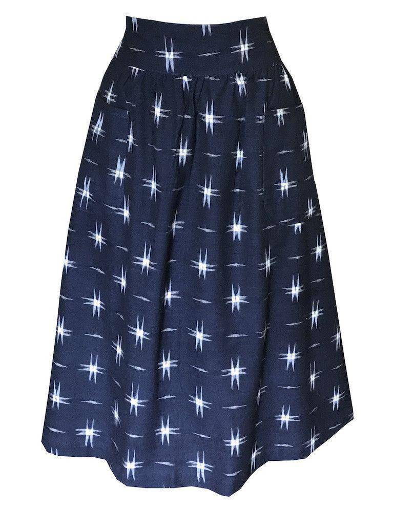 Navy Stars Midi Skirt - Consciously