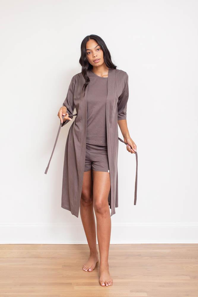 Pima Short Robe (Dusk) Loungewear Leena and Lu 