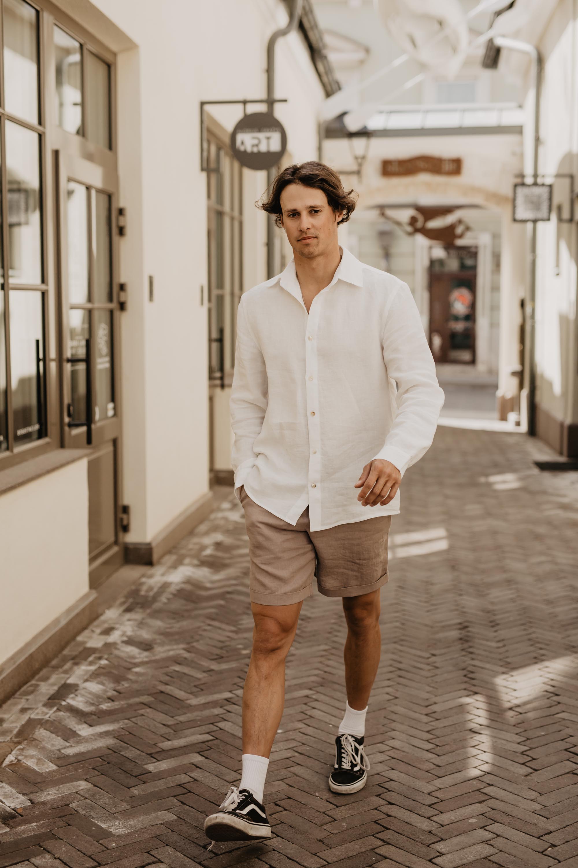 Ares Linen Shorts (Rosy Brown)