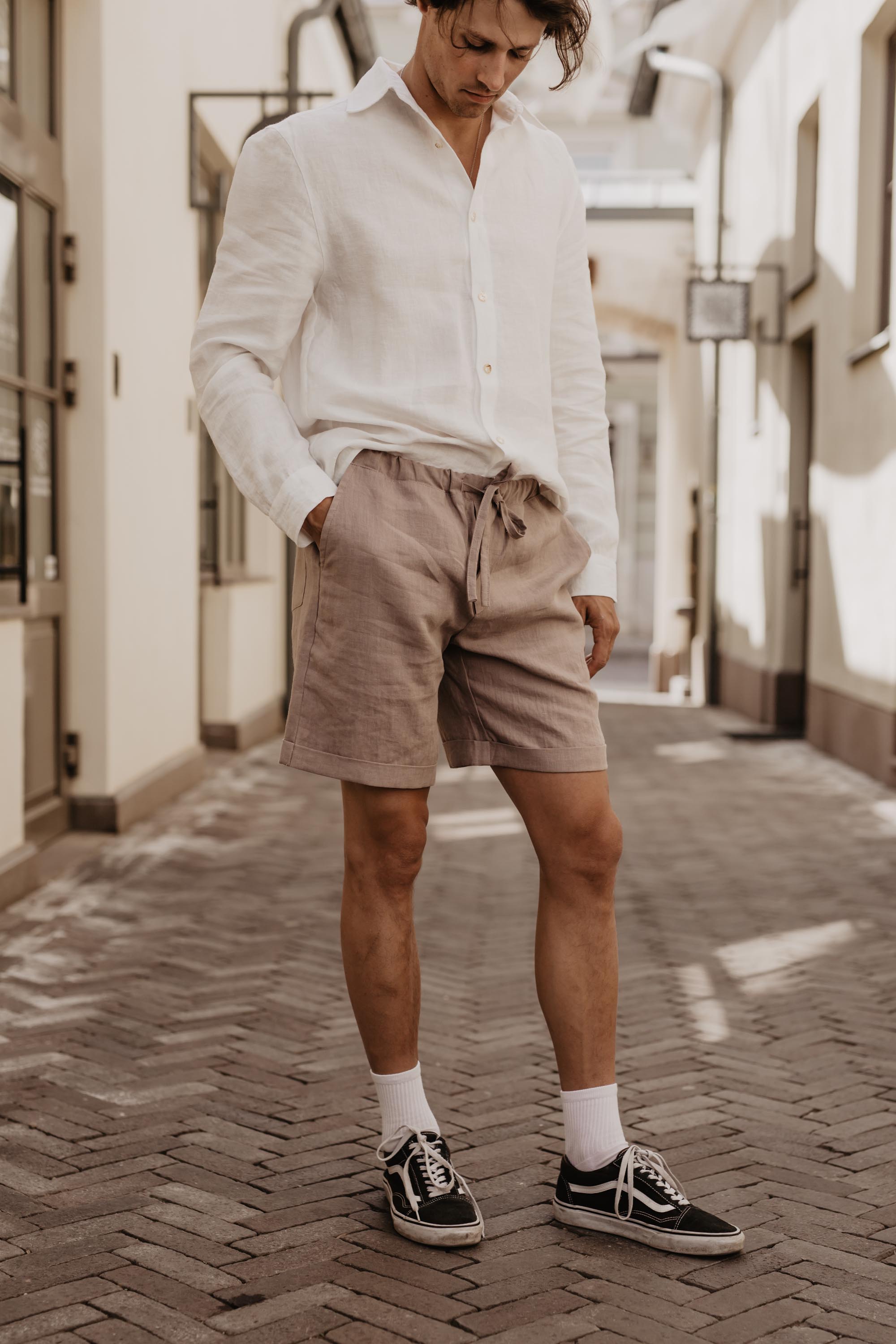 Ares Linen Shorts (Rosy Brown)