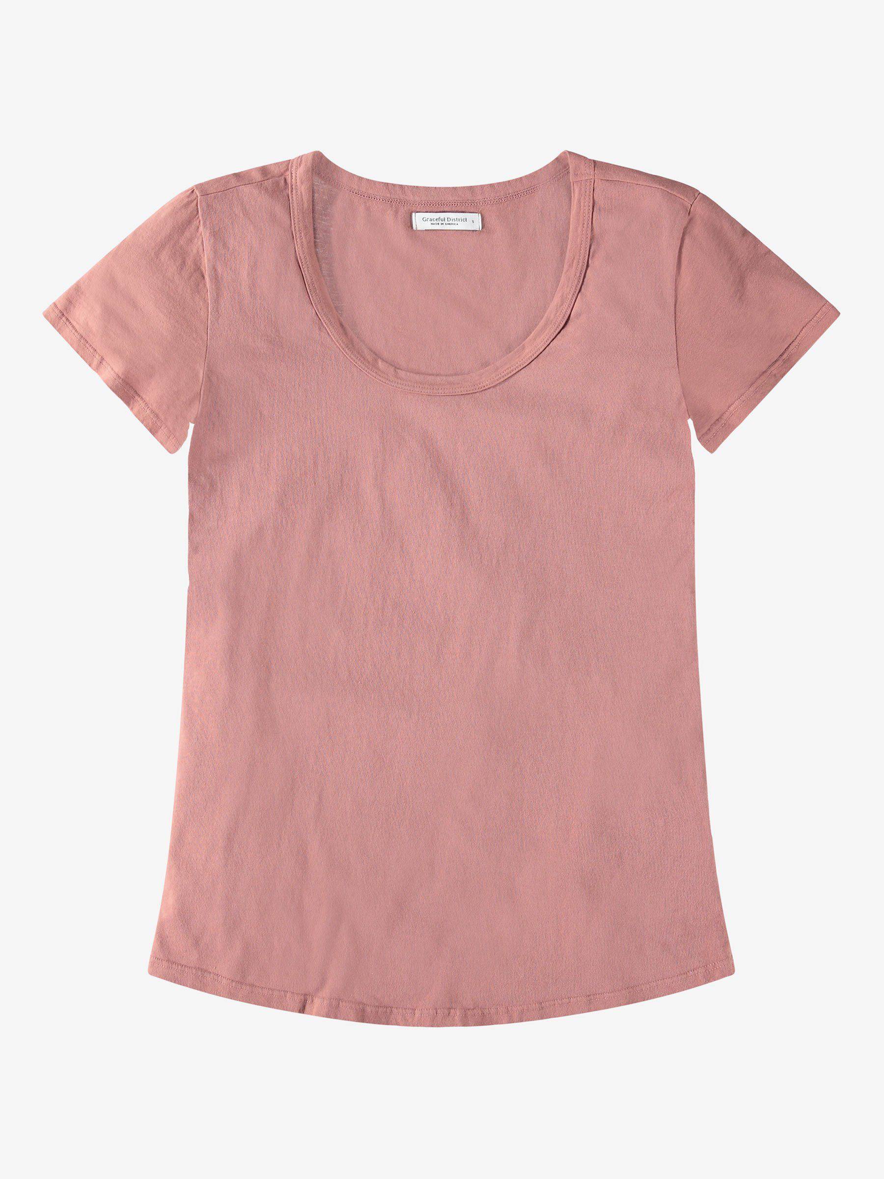 Clay Scoop Neck Curved Hem Tee Tees Graceful District 