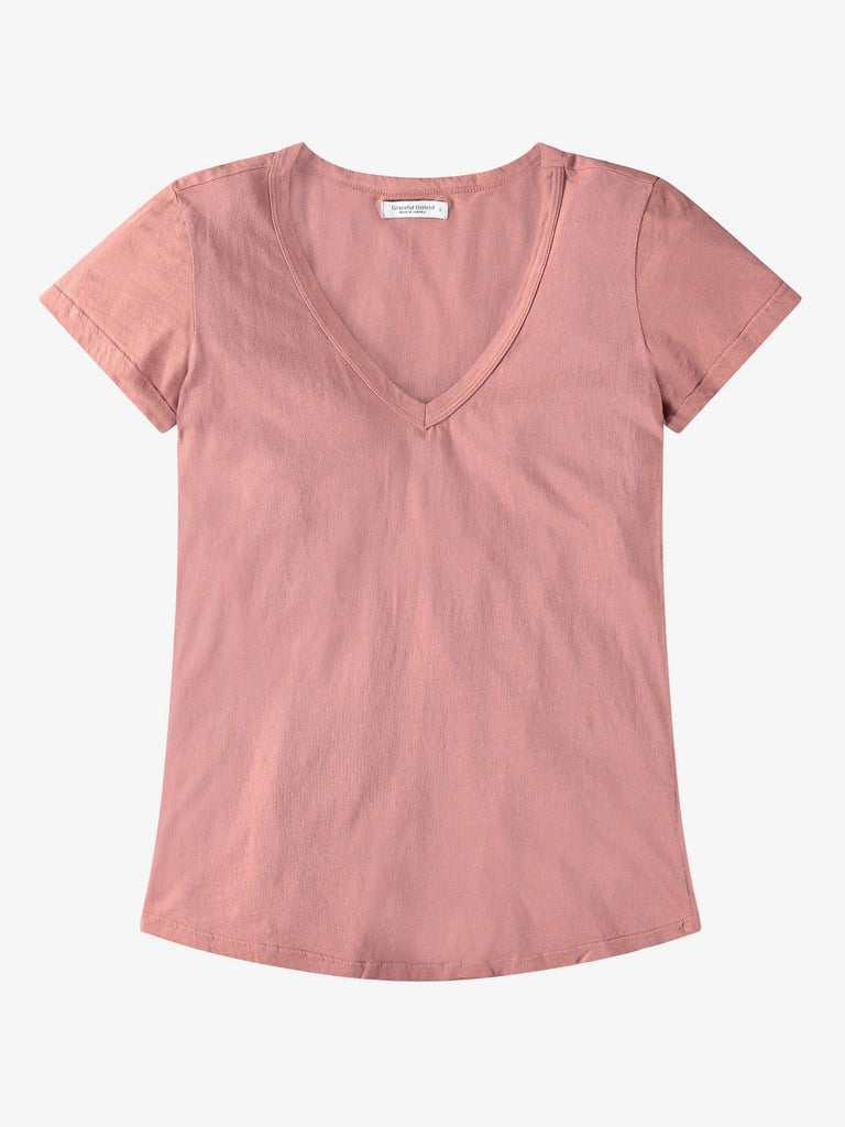 V-Neck Curved Hem Tee (Clay) Top Graceful District 
