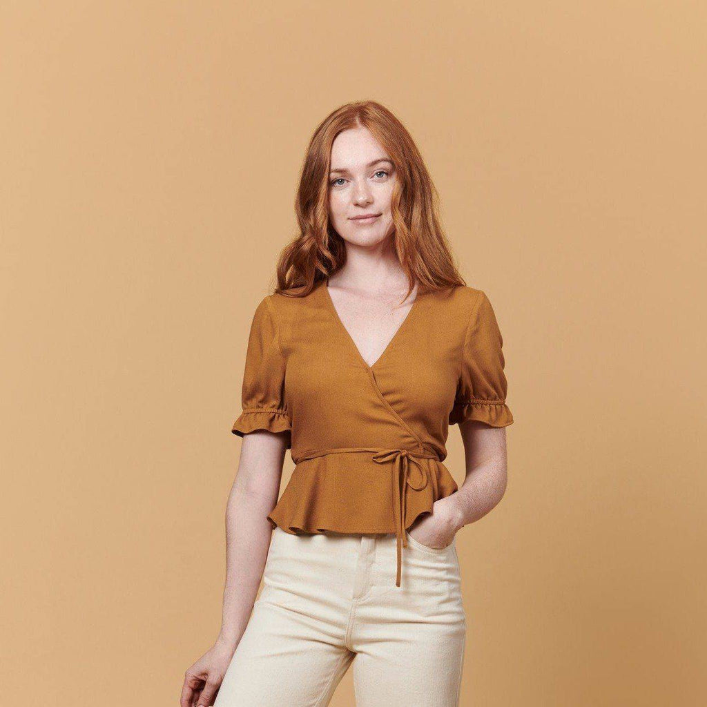 Laura Wrap Top (Brown) Top Whimsy + Row XS 