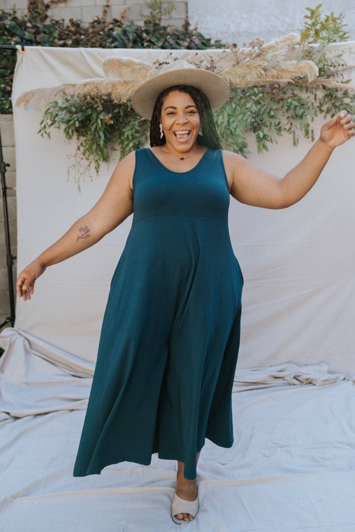 Lakeside Wide Leg Jumpsuit - Rich Teal JUMPSUIT Mien 