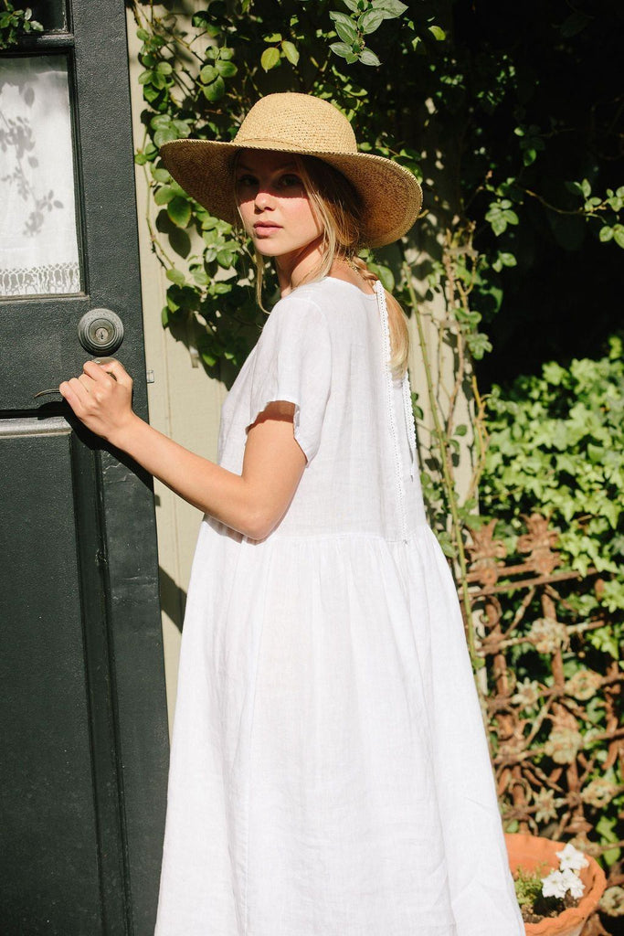 Charlotte Linen Dress - White Linen Dress Dress Merritt Charles 