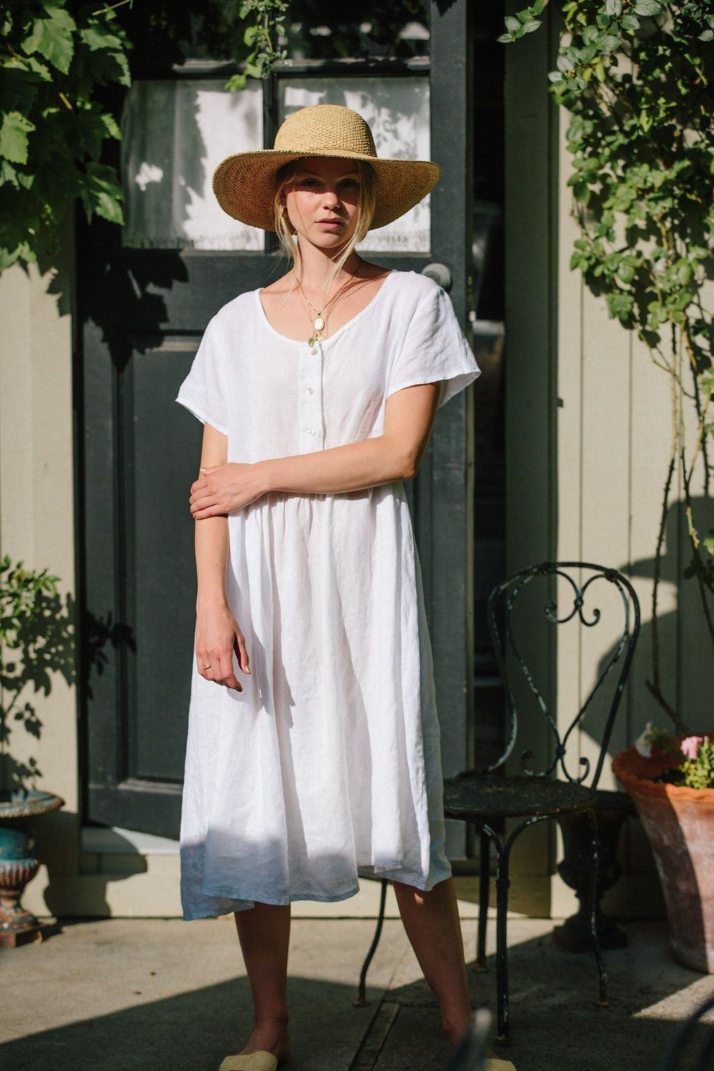 Charlotte Linen Dress - White Linen Dress Dress Merritt Charles 