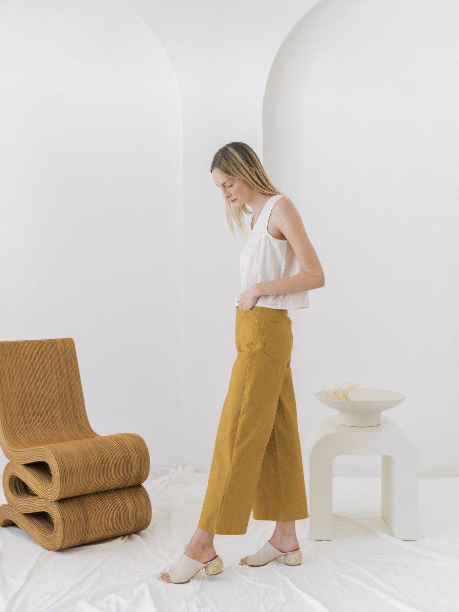 High Rise Pants (Turmeric) Pants Laude The Label 