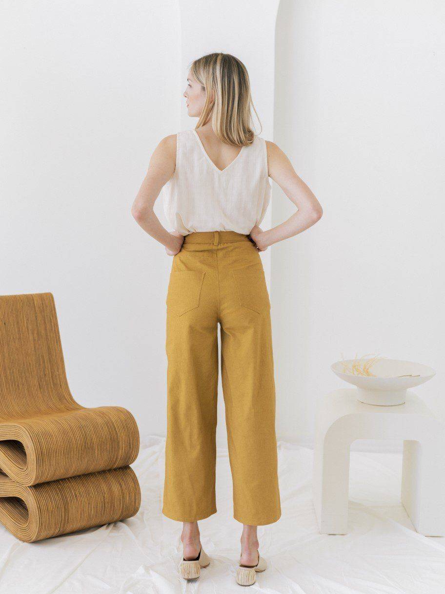 High Rise Pants (Turmeric) Pants Laude The Label 